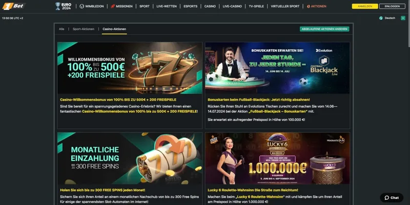 1bet Casino Aktionen