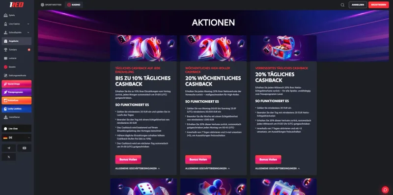 1Red Casino Aktionen