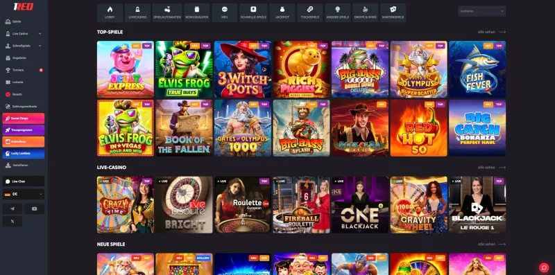1Red Casino Lobby