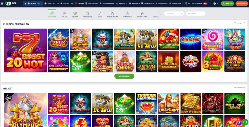 20Bet Casino Lobby