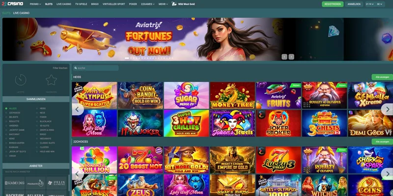 22Casino Lobby