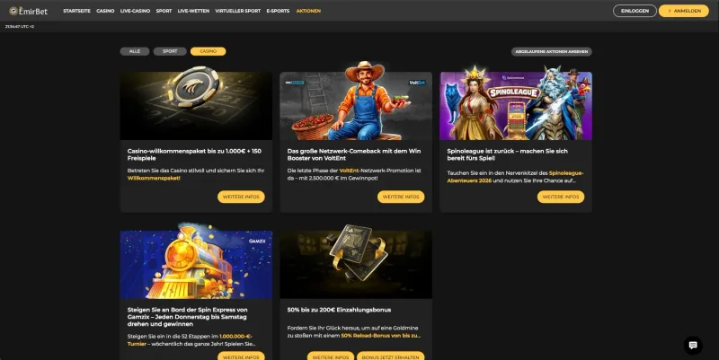 EmirBet Casino Aktionen