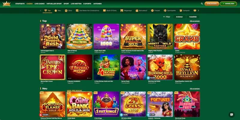 GrandWin Casino Lobby