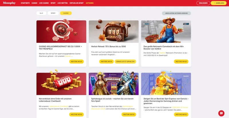 Monoplay Casino Aktionen