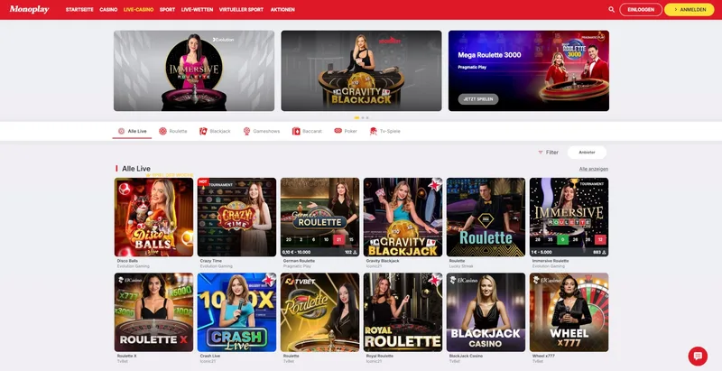 Monoplay Casino Live-Casino
