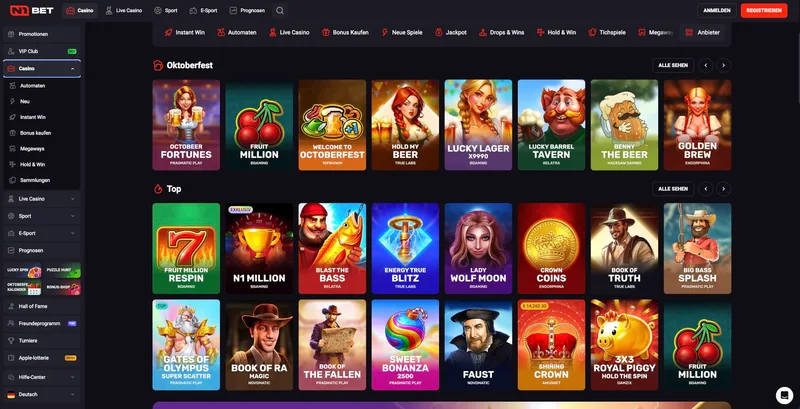 N1Bet Casino Lobby