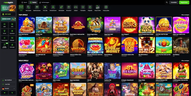 Neospin Casino Lobby