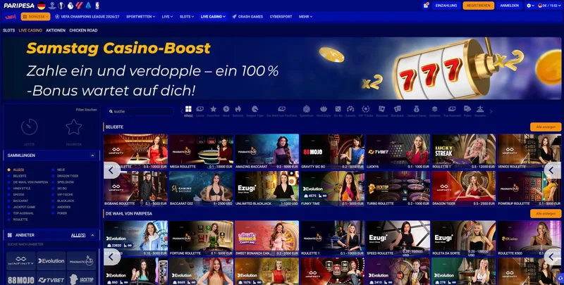 Live-Casino im Paripesa Casino