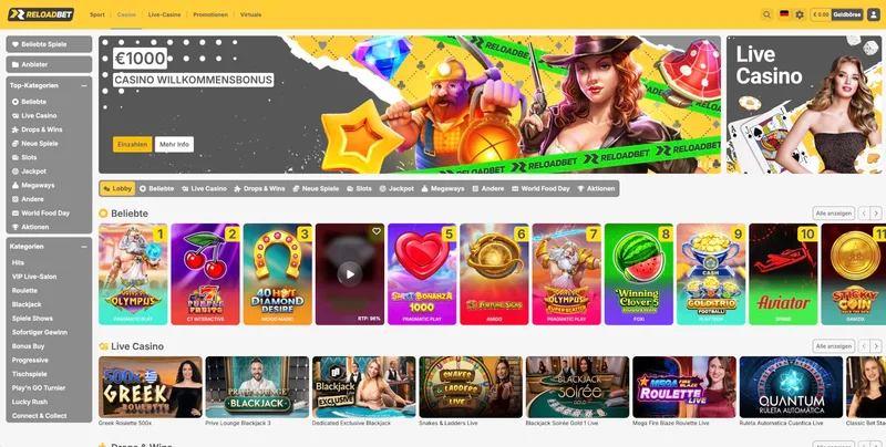 Willkommensbonus im ReloadBet Casino