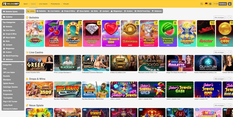 Lobby des ReloadBet Casinos
