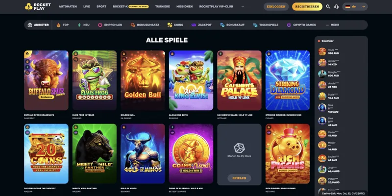 Rocketplay Casino Alle Spiele