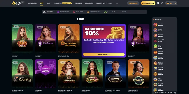 Rocketplay Live Casino