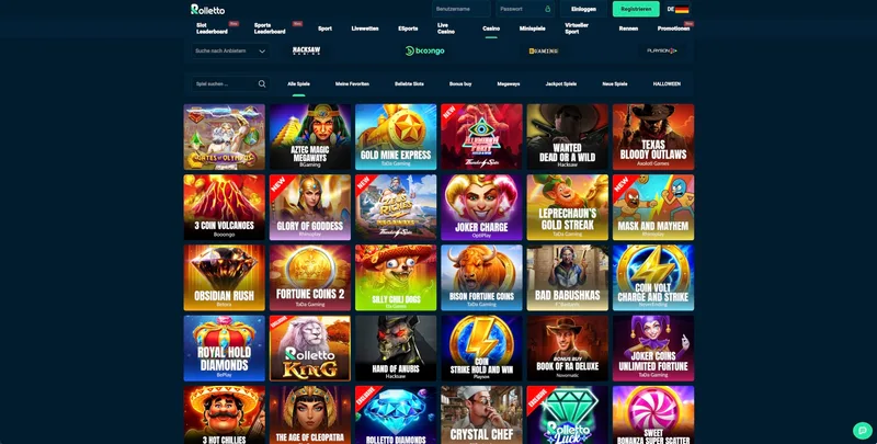 Rolletto Casino alle Spiele