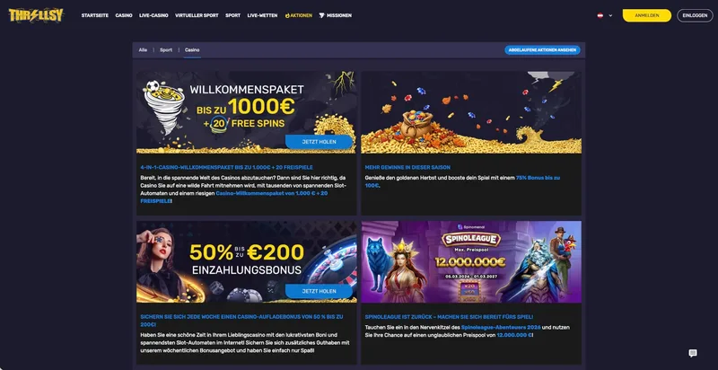 Thrillsy Casino Aktionen