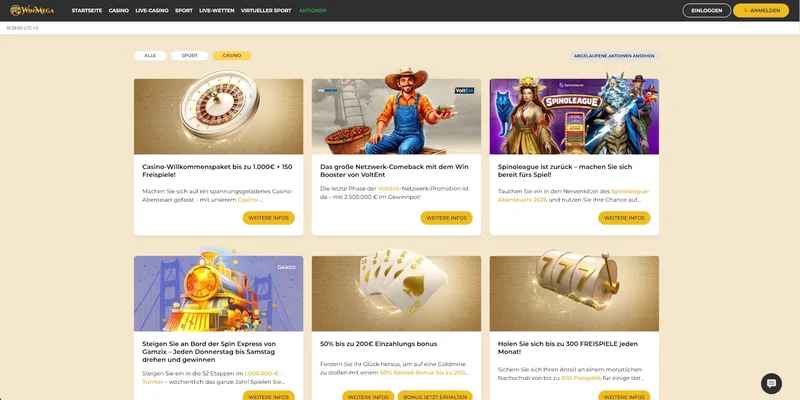WinMega Casino Aktionen