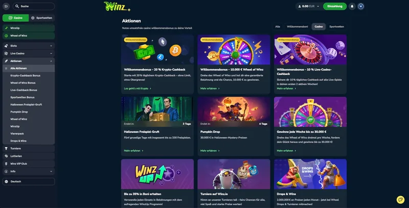 Aktionen mit Cashback und WinzUp