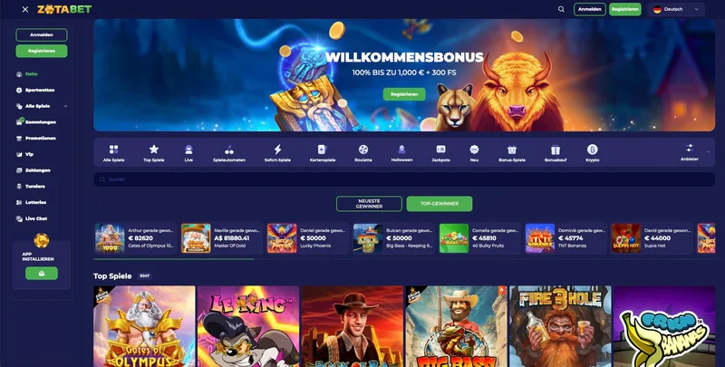 Willkommensbonus im ZotaBet Casino